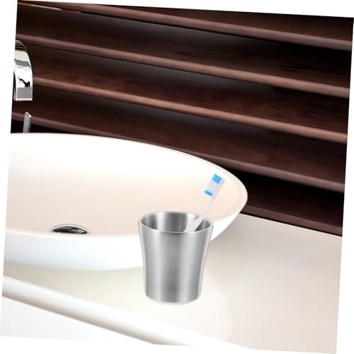 Stainless Steel Toothbrush Holder Cup Travel Tumbler for Bathroom Use Lightweight Metal Rinse Mug Simple Silver for Men Women and Students