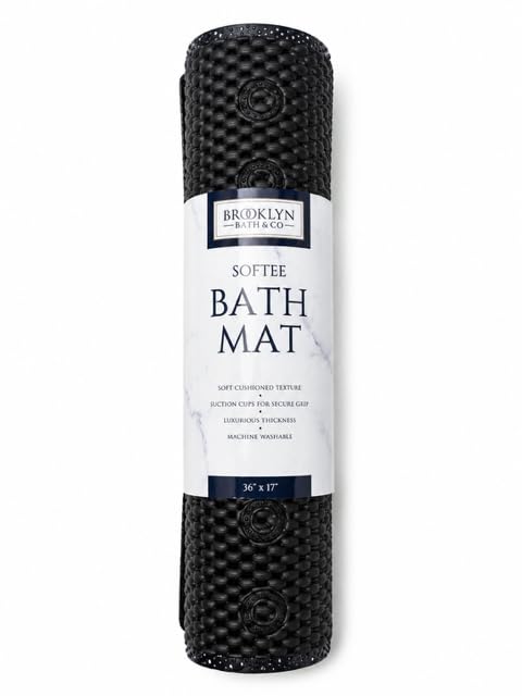 Home Expressions Deluxe Bathtub Mat Non Slip, Soft Foam Bath Mats for Bathroom Tub, Bathtub Mat with Drain Holes, Suction Cups- 36” X 17” (Black) - color: Black