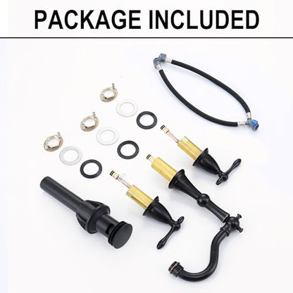 Oil Rubbed Bronze Antique Bathroom Faucet 3 Hole, Widespread 8in Bathroom Sink Faucet with Pop Up Drain and cUPC Supply Hose, Modern 2 Handle Three Hole Bathroom Faucet Bronze JXM3073ORB - color: Oil Rubbed Bronze