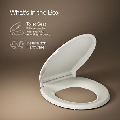 KOHLER 4639-RL-47 Cachet ReadyLatch Round Toilet Seat Soft Close, Almond - color: Almond, size: Round