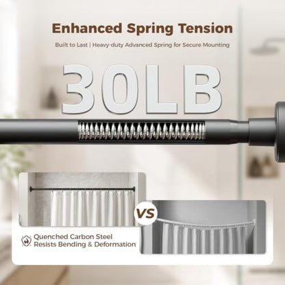 HYSEYY Heavy Duty Shower Curtain Rod,26-80inch Adjustable Tension Rod Black | No Drilling Shower Rods for Bathroom, 1" Diameter Spring Tension Curtain Rod, Non Slip Rust Proof Curtain Rod for bathtubs - color: Black