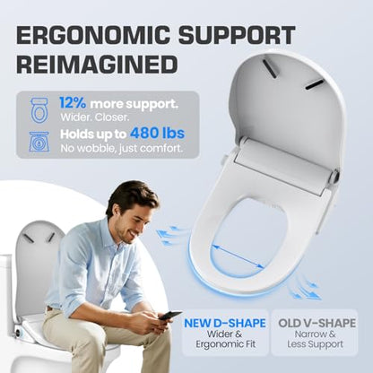 Tadashi Bidet Toilet Seat Elongated, Heated Toilet Seat, Instant Warm Water & Dryer, Feminine & Rear Wash, Self-Clean Nozzle, Slow Close Lid, Child/ECO/Silent Mode