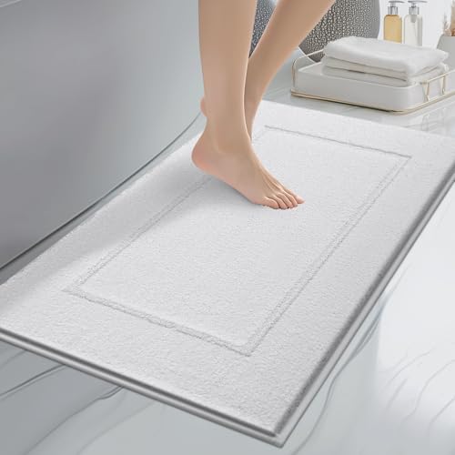 anllugs Bathroom Rugs, 20" x 30" Soft Bath Rugs, White | Non-Slip, Super Absorbent, Machine Washable, Quick Dry, Bath Mats for Shower and Bathtub, TPR Backing - color: White, size: 20" X 30"