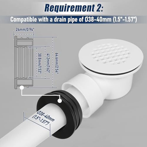 1-1/2"Side Outlet Shower Drain with Perforated Strainer Low Profile | Shower Drain Trap，PVC Shower Base Drain, Prevent Clogs & Odors, Creating Walk-in Showers