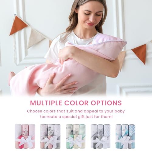 Softan Baby Hooded Towels and Washcloths Set 6 Pack, 28x28 Ultra Soft & Absorbent Baby Bath Towels for Newborn Infant Toddler, Unisex Boys Girls (Pink Elephant) - color: Pink Elephant