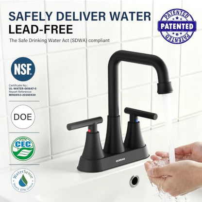 Matte Black 4 inch Centerset Bathroom Faucets for Sink 2-3 Hole | Bathroom Sink Faucet with Pop-up Drain and Supply Lines, Stainless Steel 2-Handle Centerset Faucet for Vanity RV Restroom - color: Matte Black X2