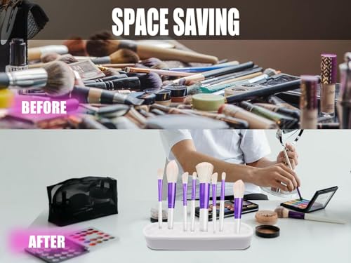 1Pcs White Makeup Brushes Holder Silicone Make Up Brush Holder Stand Makeup Vanity Brush Holders for Painting Pen Brushes Nail Clippers Drill Pens Ruler Sewing Craft Tools - color: White