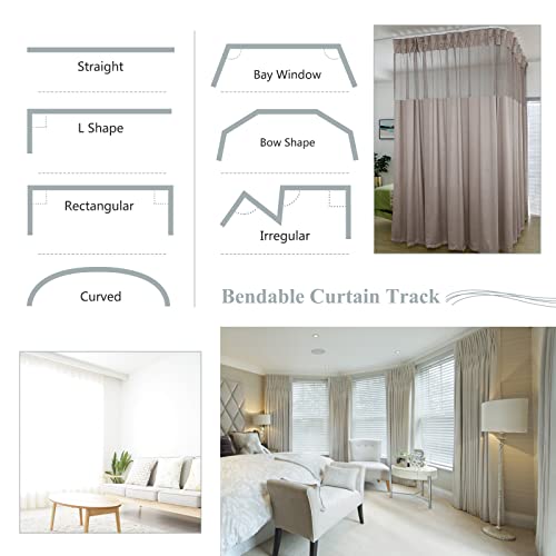 Ceiling Curtain Track Flexible Bendable Curtain Track Ceiling Wall Mount 14FT Curved Sliding Curtain Track Rail System Room Divider Ceiling Track for Curtains, Bay Window, RV - color: White, size: 14Ft