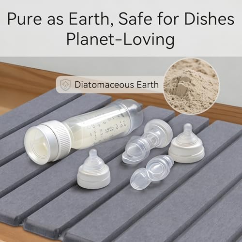 Stone Drying Mat for Kitchen Counter, 24"(L)×16"(W), Drying Matt Kitchen Counter, Quick Dry Stone Dishes Mats, Foldable Diatomaceous Earth Mat (Pure Gray) - color: Pure Gray