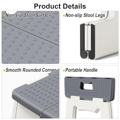 Foldable Shower Stool for Shaving Legs, Plastic Foot Rest Stools to Shave Leg, Folding Small Corner Step Seat for Inside Shower, Collapsible Bench Chair for Travel/Bathroom, Waterproof,13" Height