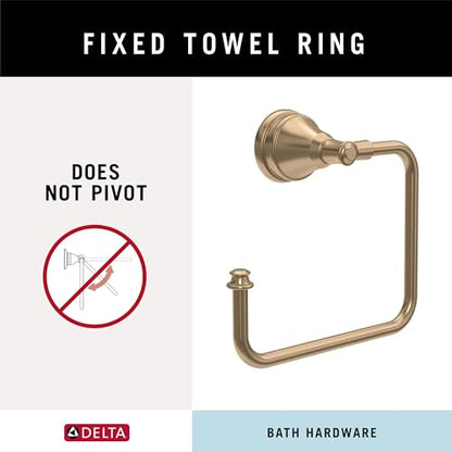 Delta Mylan (1-Pack) Hand Towel Holder Champagne Bronze Towel Racks for Bathroom Wall Square Towel Ring Holder for Bath Towel Hanger for Kitchen, Bathroom Accessories MYN46-CZ