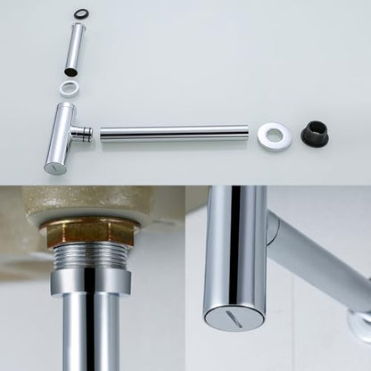 Bathroom Basin Sink Bottle Trap Waste Pipe 1-1/4 inch Slip Inlet Drain Tube Kit,Extra Long Slip Joint Extension Tube Tailpiece for Sink Drain,Smooth Polished Chrome,SW-83088C. - color: T01-Chrome