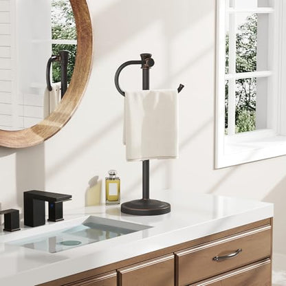 17 Inch Oil Rubbed Bronze Stand Towel Bar Hanger Hand Towel Bar Bathroom Vanity Countertop Towel Holder Free Standing Stainless Steel Towel Ring Hardware Accessories Towel Rack - color: Bronze