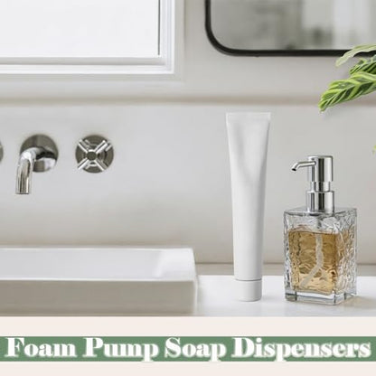 2 Packs Foaming Soap Dispenser 300ml (10.6oz) Foam Pump Soap Dispensers Square Plastic Hand Soap Lotion Dispenser for Hand Soap Dish Wash Shampoo Body Wash