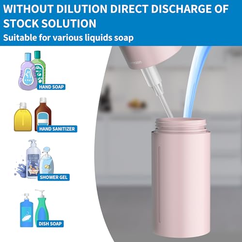 Automatic Soap Dispenser Touchless, Modern, Kitchen & Bathroom, Hands-Free, Adjustable Volume, Long Battery Life, Compatible with Thick & Thin Soap, Easy for Toddlers, Clog-Free, Pink - color: Matte Pink