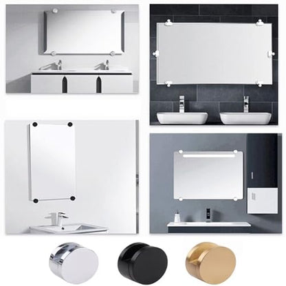 Mirror Clips, Zinc Alloy Mirror Floating Glass Clip - Small Round Wall Mounted Mirrors Bracket/Clip -Bathroom Mirrors Supporting Sheet Mirror Fixed Fitting - (4 Pcs)