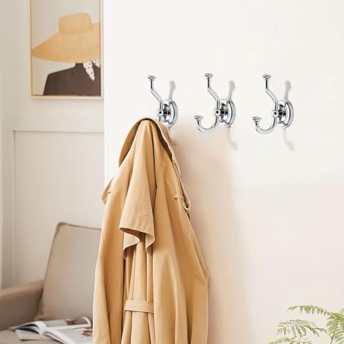 1 Pack 4-1/2 Inch Zinc Alloy Polished Chrome Towel Hooks | Solid Metal | Wall Mount | Robe Hooks | Coat Hooks | For Bathroom, Shower, Bedroom, Entryway | Bathroom Hardware Accessories - color: Polished Chrome