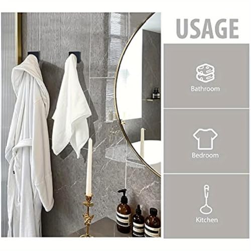 3PCS 3pcs Stainless Steel Sticky Hooks Matte Black Self Adhesive Waterproof Towel Hooks for Shower Walls Bathroom Kitchen, Black - color: Black