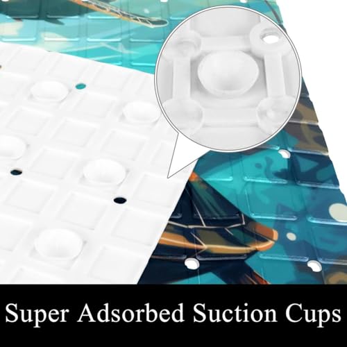 Bathtub Mats for Shower Tub, Sea Turtle Undersea Pattern Anti-Slip Bath Mats for Inside Tub, Bathroom Shower Mats with Drain Holes and Suction Cups - color: Multi 06