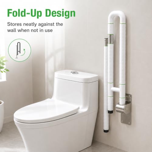 30-Inch Flip-Up Toilet & Shower Standing Assist Grab Bar for Seniors | Toilet Safety Rails, Foldable Grab Bar, Wall Mounted Handle for Elderly & Handicap, disabled aid, nonslip grip, well price