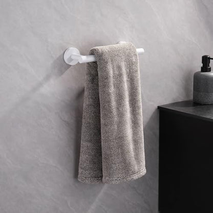 GERZWY 9-Inch Bath Towel Bar SUS 304 Stainless Steel Bathroom Towel Bar Modern Round Style Wall Mount, White - color: White, size: 9 Inch (Pack of 1)