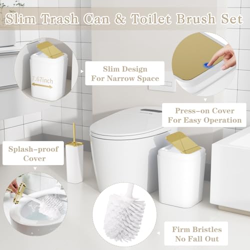 Bathroom Set - 27PC Bathroom Sets with Shower Curtain and Rugs, White Bathroom Set, Bathroom Accessory Set, Trash Can, Toilet Brush & 3 PC Soap Dispensers - color: White, size: Bath Set+Boho Shower Curtain+Bath Rugs