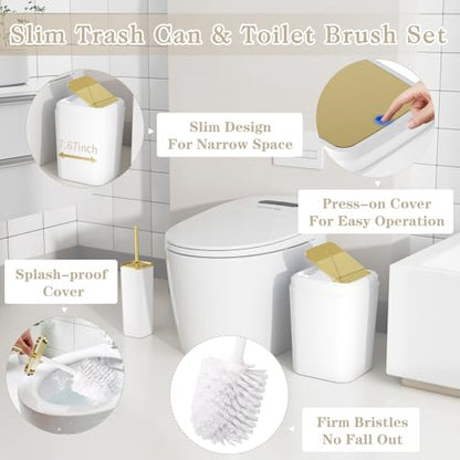 Bathroom Set - 27PC Bathroom Sets with Shower Curtain and Rugs, White Bathroom Set, Bathroom Accessory Set, Trash Can, Toilet Brush & 3 PC Soap Dispensers - color: White, size: Bath Set+Boho Shower Curtain+Bath Rugs