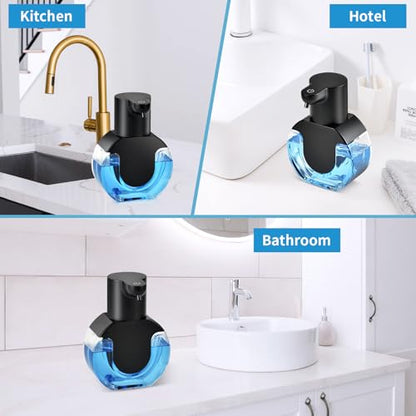 Automatic Foaming Soap Dispenser, 15oz/420ml Smart Hand Soap Dispensers, Touchless Wall Mount with 4-Level Adjustable, Rechargeable Foaming Hand Soap Dispenser for Bathroom Kitchen Office - Black-1 - color: Black-1