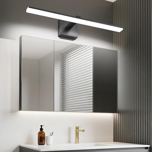 Black Bathroom Vanity Lights- 24inch Modern LED Bathroom Light Fixtures Dimmable Vanity Light Acrylic Bath Room Lighting Fixture Over Mirror - color: Black- Dimmable, size: 24-inch
