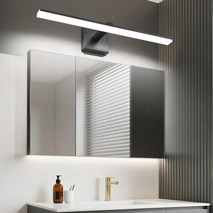 Black Bathroom Vanity Lights- 24inch Modern LED Bathroom Light Fixtures Dimmable Vanity Light Acrylic Bath Room Lighting Fixture Over Mirror - color: Black- Dimmable, size: 24-inch