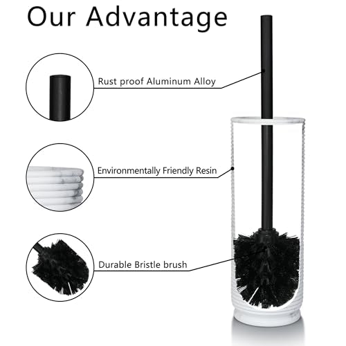 Contemporary Ribbed Design Resin Toilet Holder and Brush Set for Bathroom, Stylish and Durable Cleaning Tool with Modern Design, Compact for Efficient Cleaning - style: Ribbed White