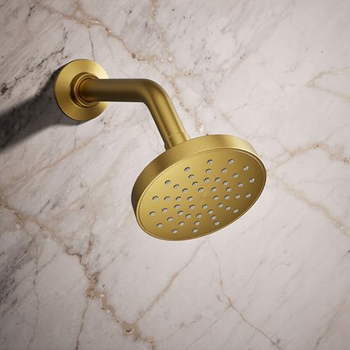 KOHLER K-33641-H-2MB Elate® Single-Function Showerhead, 1.5 GPM, Efficient Water Flow, Durable Construction Shower Head, Simple Setup, Vibrant Brushed Moderne Brass - color: Vibrant Brushed Moderne Brass, size: 1.5 GPM