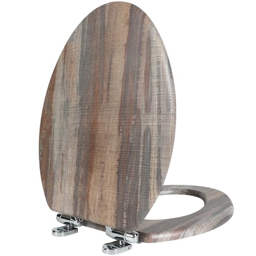 Angol Shiold Toilet Seat ELONGATED Molded Wood 18.5Inch(Board) | Quiet Close Quick Release Metal Hinges, Adjustable Fit for Standard Elongated Toilets, Easy to Install&Clean - color: Board, size: Elongated-18.5”