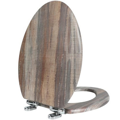 Angol Shiold Toilet Seat ELONGATED Molded Wood 18.5Inch(Board) | Quiet Close Quick Release Metal Hinges, Adjustable Fit for Standard Elongated Toilets, Easy to Install&Clean - color: Board, size: Elongated-18.5”