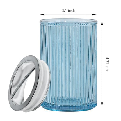 Toothbrush Holders for Bathrooms, 2pcs Glass Toothbrush Holder, 12oz Bathroom Tumbler and Mouthwash Cup, Tooth Brush and Toothpaste Organizer for Bathroom Vanity Countertop (Blue Silver) - color: Blue Silver