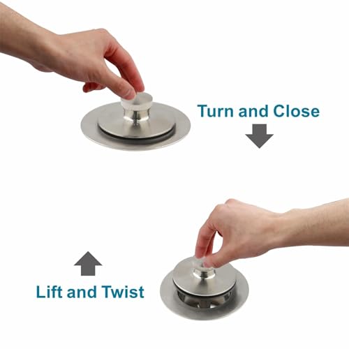 WELSAN Brushed Nickel Bathtub Drain and 1 Hole Overflow Kit, Bath Tub Drain | All Metal, Lift & Turn, Fine/Coarse Thread Conversion Twist Kit Assembly, For 1-3/8" and 1-1/2" All Metal Bathroom Tub Drains - color: Brushed