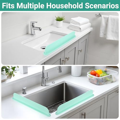 19.3 inch Kitchen Sink Splash Guard, Silicone Sink Baffle Splash Guard, Backsplash Protector for Kitchen Countertop & Bathroom Bathtub with Non-Slip Strong Suction, Mint Green - color: Mint Green