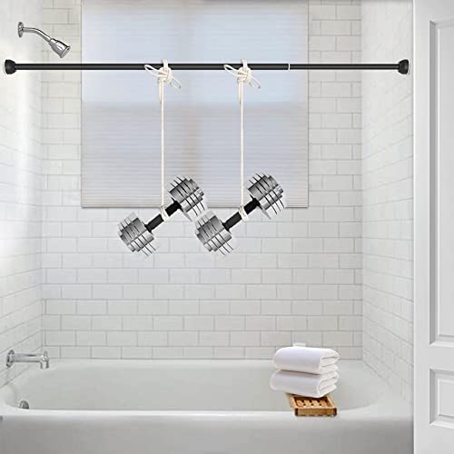 Shower Curtain Rod Tension, Adjustable 40-73 inch, Premium Stainless Steel, Anti-Slip, No Drilling, No Rust, for Bathroom, Black, TEECK. - color: Black, size: 40-73 Inches