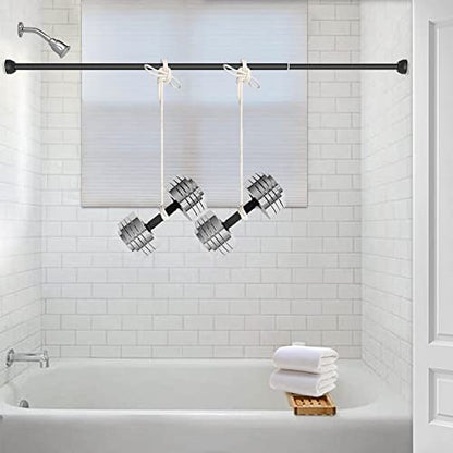 Shower Curtain Rod Tension, Adjustable 40-73 inch, Premium Stainless Steel, Anti-Slip, No Drilling, No Rust, for Bathroom, Black, TEECK. - color: Black, size: 40-73 Inches