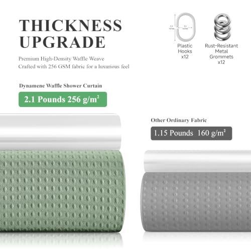 Extra Wide Waffle Shower Curtain Set with Liner 84x72 Sage Green | 84 Inch Wide, Waterproof Clear PEVA Liner, 256GSM Heavy Duty Fabric, Hotel Luxury Shower Curtains for Bathroom, 14 Hooks - color: A Sage Green, size: 84"W x 72"L (Pack of 1)