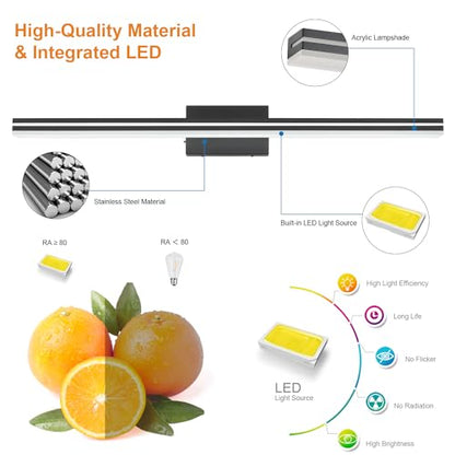 SineRise LED Modern Bathroom Vanity Light Bar (48-Inch, 3000K/4000K/6000K), Matte Black Dimmable Modern Acrylic Bathroom Wall Lighting Fixtures Over Mirror - color: Matte Black, size: 48-Inch