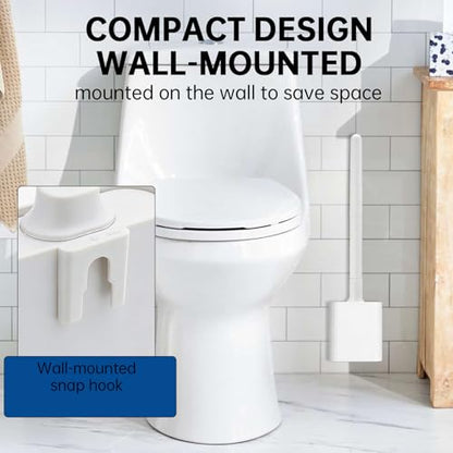 RV Essentials, RV Toilet Brush, Toilet Brush Silicone Won't Damage Toilets, Wall Mounted Toilet Brush White-Anti-Roll, Anti-Drip Design, Suitable for RV Travel Trailers and Campers, Camper Must Haves - color: White-1