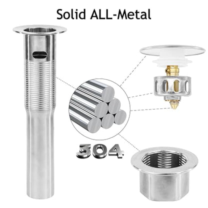 Bathroom Sink Drain,2 Pack Drain Stopper with Overflow,Pop Up Drain Assembly with Detachable Strainer Basket,Built-in Anti-Clogging, Stainless Steel Nut Brushed Nickel - color: 2 Pack-brushed Nickel-big Cap, style: With Overflow