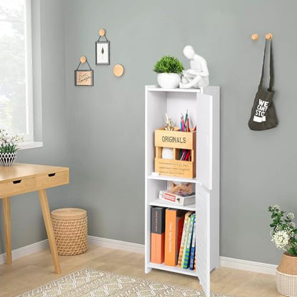 YARUKIMA Bathroom Floor Storage Cabinet,White