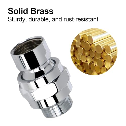 Shower Head Swivel Ball Adapter: Adjustable Pivot Ball to Adjust Showerhead Angle, Solid Brass Shower Arm Connector Extension Component (Silver 1) - color: Silver 1