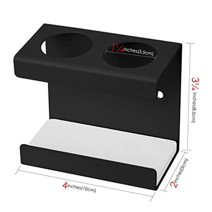 Electric Toothbrush Holder Wall Mount 2-Slot, Black | Adhesive or Wall Screws Install, Stainless Steel, Fits Handles Under 1.38 in Diameter - color: Black, size: 2-Slot