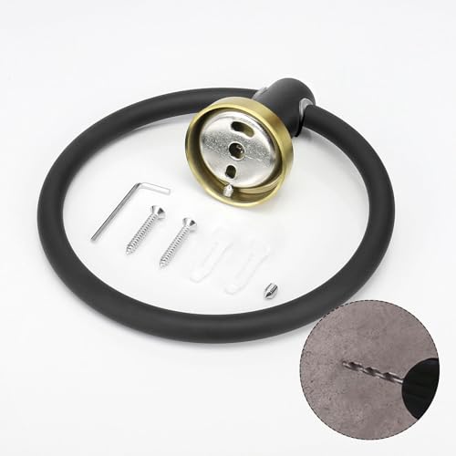 NearMoon Bath Towel Ring, Bathroom Hardware Accessories-Thicken Stainless Steel Hand Towel Holder for Bathroom, Modern Round Towel Hanger Wall Mounted (Black and Gold, 1 Pack) - color: Black and Gold