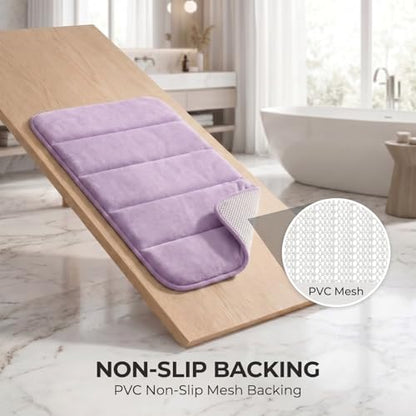 Bathroom Rugs Set 3 Piece, Memory Foam Bath Rugs, Non Slip Washable Bathroom Rug Set, Extra Soft Absorbent Bath Mats with U-Shaped Toilet Rug, Lavender - color: Lavender