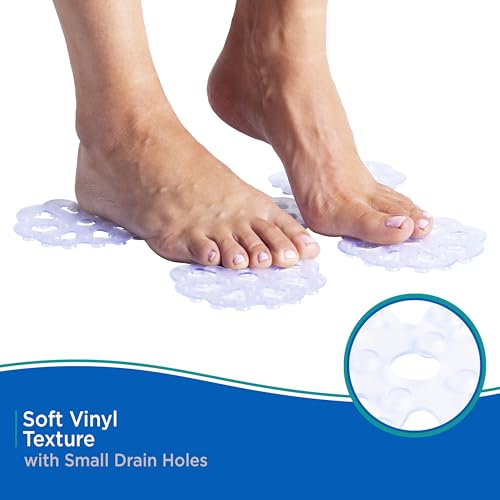 Kenney KN61549 Vinyl Bath Treads with Suction Cups for Use Inside the Bathroom Shower, 5" L x 5" W, Clear - size: 5" (Round)
