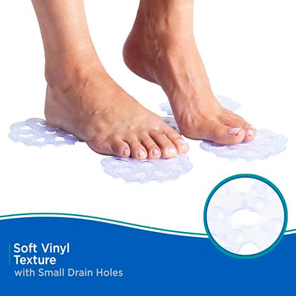 Kenney KN61549 Vinyl Bath Treads with Suction Cups for Use Inside the Bathroom Shower, 5" L x 5" W, Clear - size: 5" (Round)